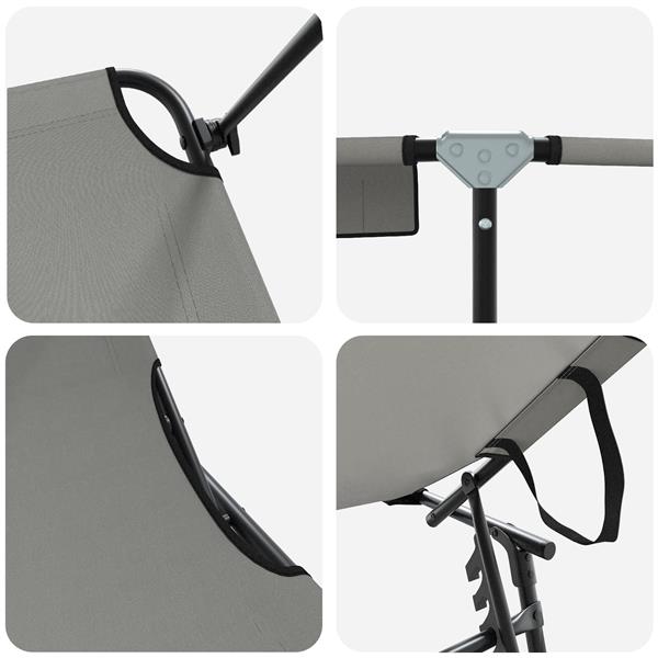 Grote foto vidaxl vouwbare ligbed met luifel grijs 600d oxford stof tuin en terras tuinmeubelen