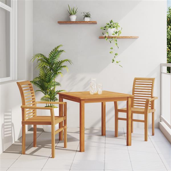 Grote foto vidaxl stapelbare tuinstoel 2 stuks massief teakhout tuin en terras tuinmeubelen