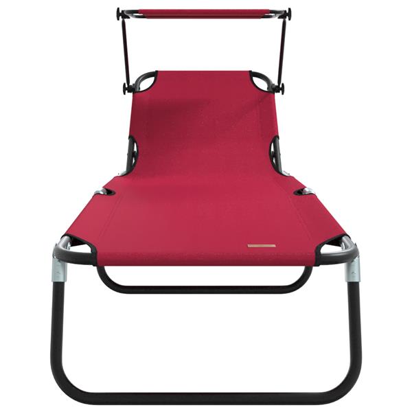 Grote foto vidaxl vouwbaar ligbed met luifel rood 600d oxford stof tuin en terras tuinmeubelen