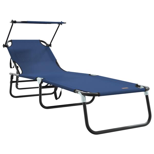 Grote foto vidaxl vouwbare ligbed met luifel blauw 600d oxford stof tuin en terras tuinmeubelen