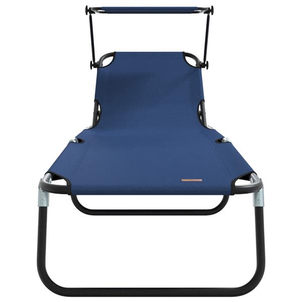 Grote foto vidaxl vouwbare ligbed met luifel blauw 600d oxford stof tuin en terras tuinmeubelen