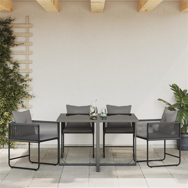 Grote foto vidaxl tuinstoelen 4 st met kussens poly rattan zwart tuin en terras tuinmeubelen