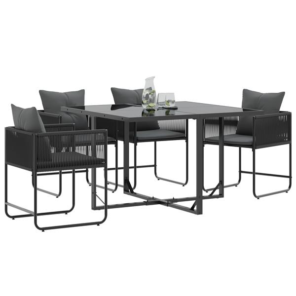 Grote foto vidaxl tuinstoelen 4 st met kussens poly rattan zwart tuin en terras tuinmeubelen