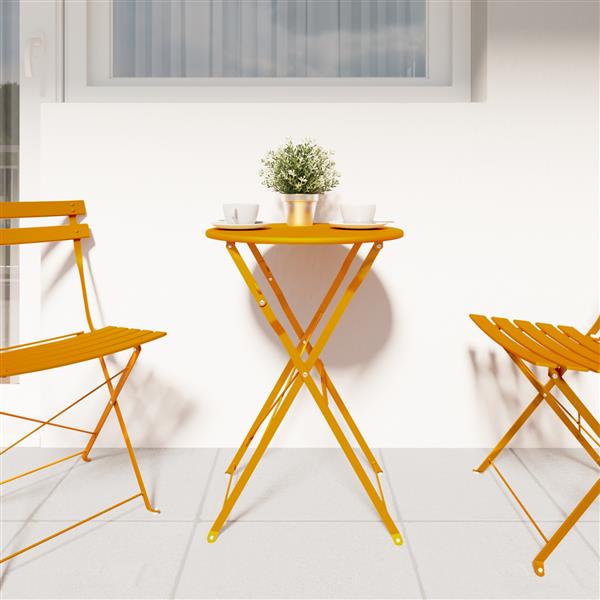 Grote foto vidaxl bistrotafel 50x71 cm gepoedercoat staal mosterdgeel tuin en terras tuinmeubelen