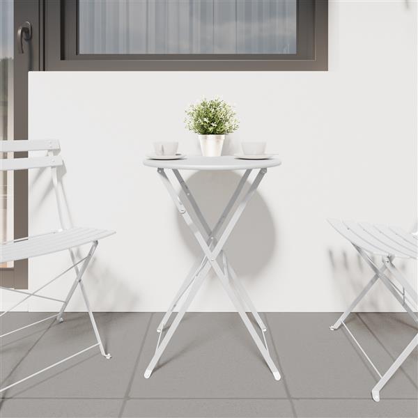 Grote foto vidaxl bistrotafel 50x71 cm gepoedercoat staal wit tuin en terras tuinmeubelen