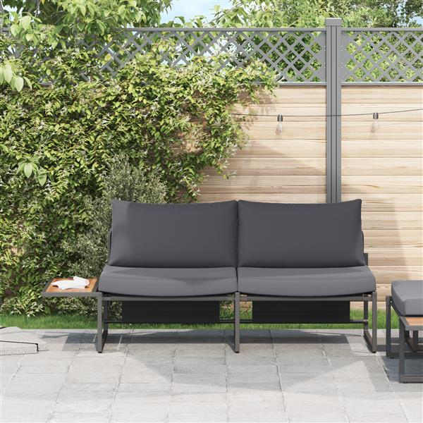 Grote foto vidaxl tuinbank 2 zits met antracietkleurige kussens tuin en terras tuinmeubelen