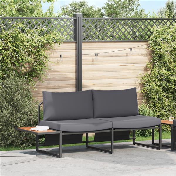 Grote foto vidaxl tuinbank 2 zits met antracietkleurige kussens tuin en terras tuinmeubelen