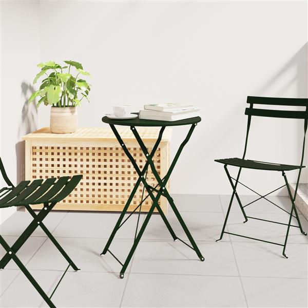 Grote foto vidaxl bistrotafel 50x71 cm gepoedercoat staal donkergroen tuin en terras tuinmeubelen