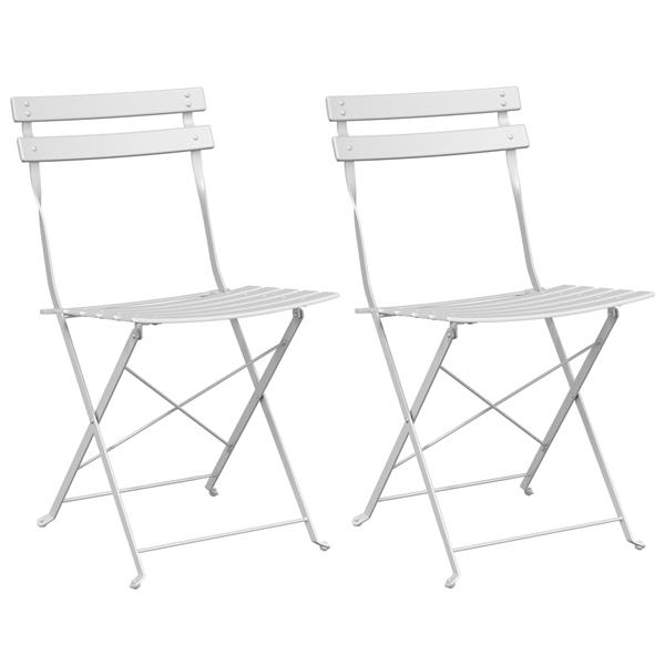 Grote foto vidaxl tuinstoelen 2 st inklapbaar staal wit tuin en terras tuinmeubelen