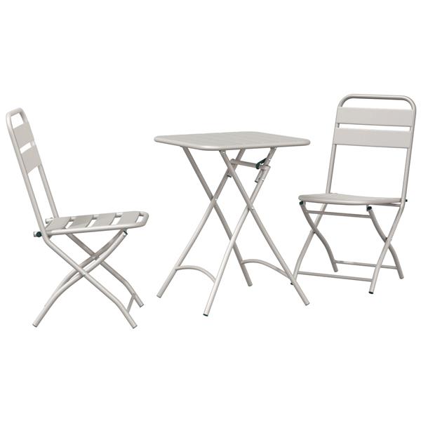 Grote foto vidaxl 3 delige bistroset inklapbaar staal beige tuin en terras tuinmeubelen
