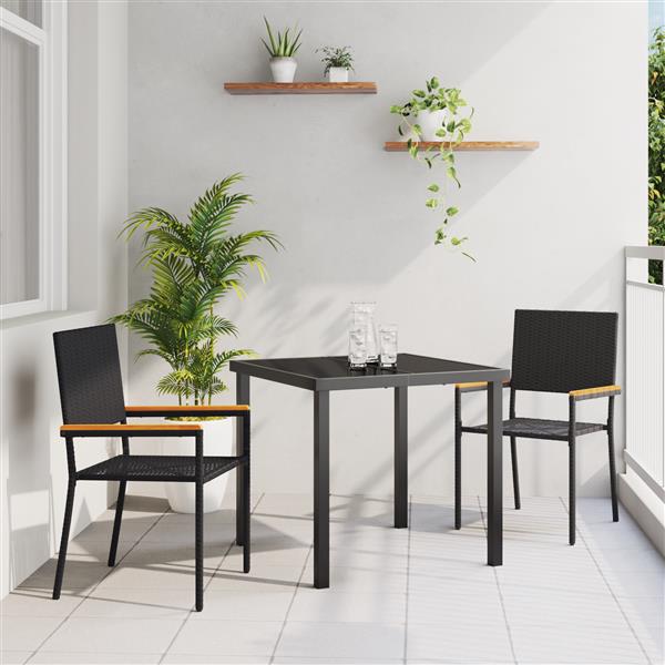 Grote foto vidaxl tuinstoelen 2 st stapelbaar met kussens poly rattan zwart tuin en terras tuinmeubelen