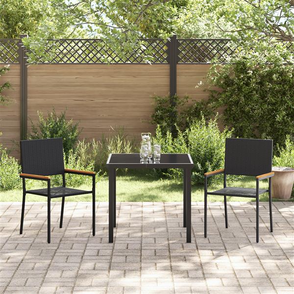Grote foto vidaxl tuinstoelen 2 st stapelbaar met kussens poly rattan zwart tuin en terras tuinmeubelen