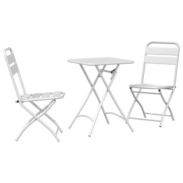 Grote foto vidaxl 3 delige bistroset inklapbaar staal wit tuin en terras tuinmeubelen