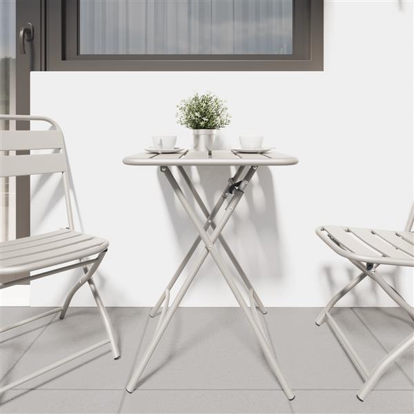 Grote foto vidaxl tuintafel inklapbaar 55x55x73 cm staal beige tuin en terras tuinmeubelen