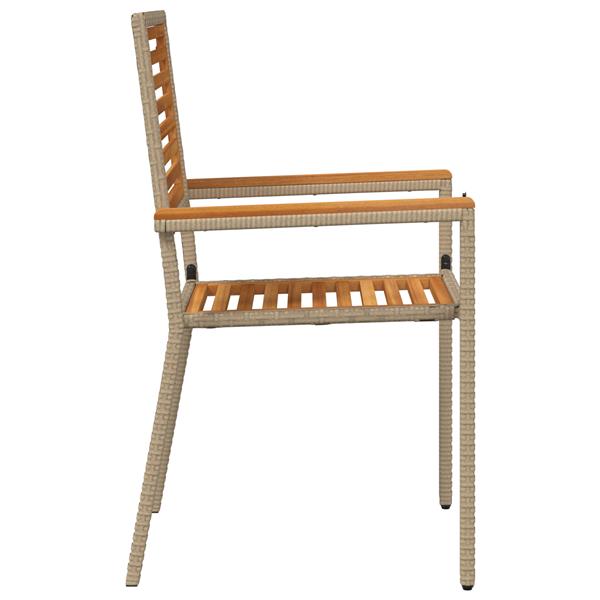 Grote foto vidaxl tuinstoelen 2 st stapelbaar met kussens poly rattan beige tuin en terras tuinmeubelen