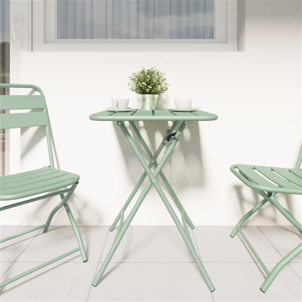 Grote foto vidaxl tuintafel inklapbaar 55x55x73 cm staal lichtmint tuin en terras tuinmeubelen