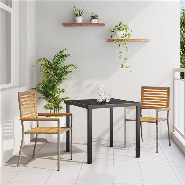 Grote foto vidaxl tuinstoelen 2 st stapelbaar met kussens poly rattan grijs tuin en terras tuinmeubelen