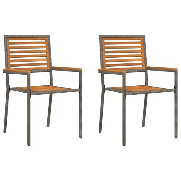 Grote foto vidaxl tuinstoelen 2 st stapelbaar met kussens poly rattan grijs tuin en terras tuinmeubelen
