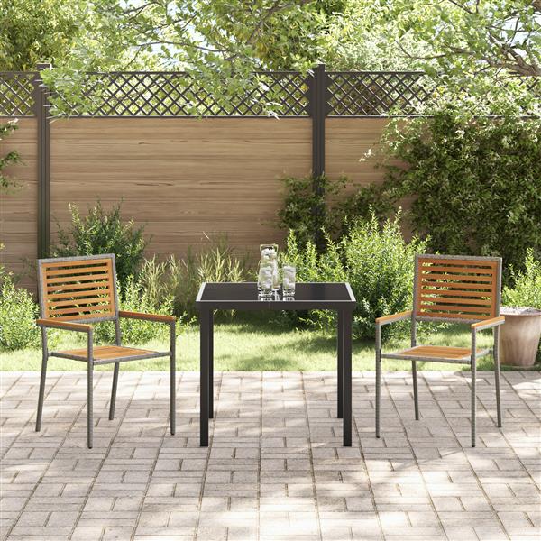 Grote foto vidaxl tuinstoelen 2 st stapelbaar met kussens poly rattan grijs tuin en terras tuinmeubelen