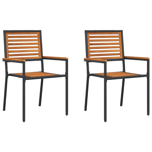 Grote foto vidaxl tuinstoelen 2 st stapelbaar met kussens poly rattan zwart tuin en terras tuinmeubelen