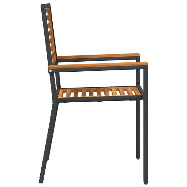 Grote foto vidaxl tuinstoelen 2 st stapelbaar met kussens poly rattan zwart tuin en terras tuinmeubelen