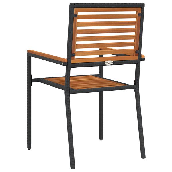 Grote foto vidaxl tuinstoelen 2 st stapelbaar met kussens poly rattan zwart tuin en terras tuinmeubelen