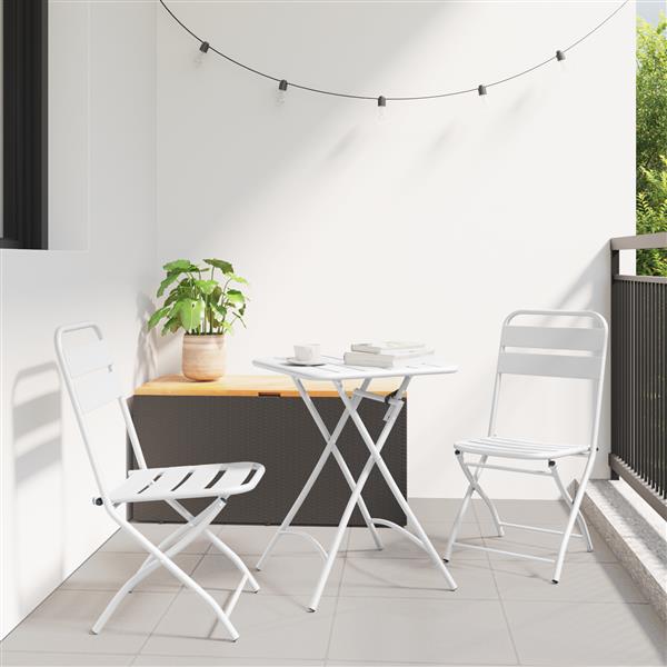 Grote foto vidaxl opvouwbare ligbedden 2 stuks wit staal tuin en terras tuinmeubelen