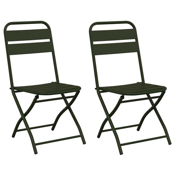 Grote foto vidaxl tuinstoelen 2 st inklapbaar 42x52x82 cm staal donkergroen tuin en terras tuinmeubelen