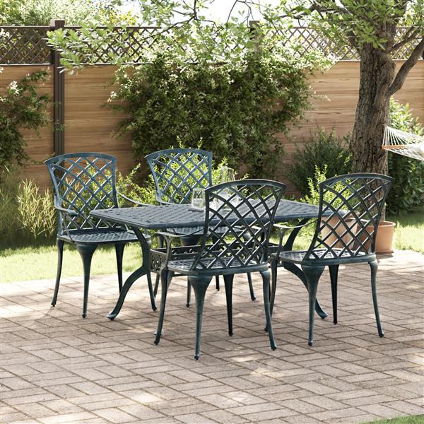 Grote foto vidaxl tuinstoelen 4 st stapelbaar gietaluminium groen tuin en terras tuinmeubelen