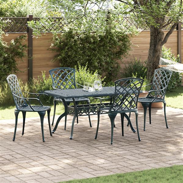 Grote foto vidaxl tuinstoelen 4 st stapelbaar gietaluminium groen tuin en terras tuinmeubelen