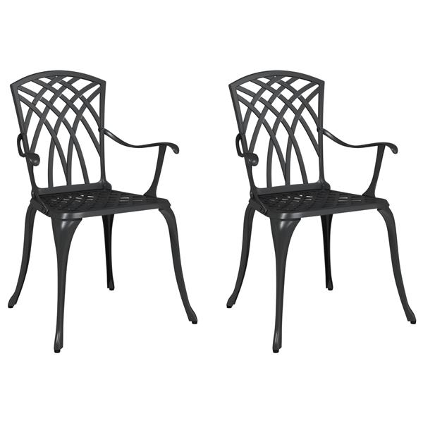 Grote foto vidaxl tuinstoelen 2 st gietaluminium zwart tuin en terras tuinmeubelen
