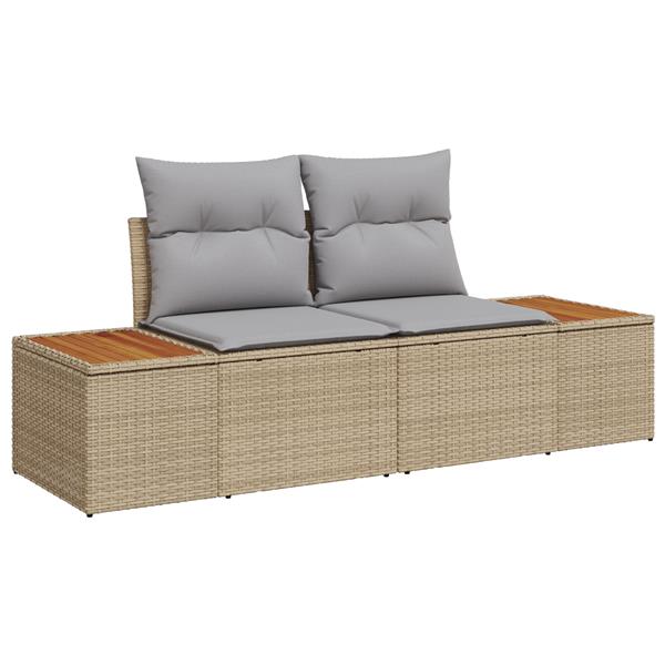 Grote foto vidaxl tuinbank 2 zits met opbergruimte en kussens poly rattan beige tuin en terras tuinmeubelen