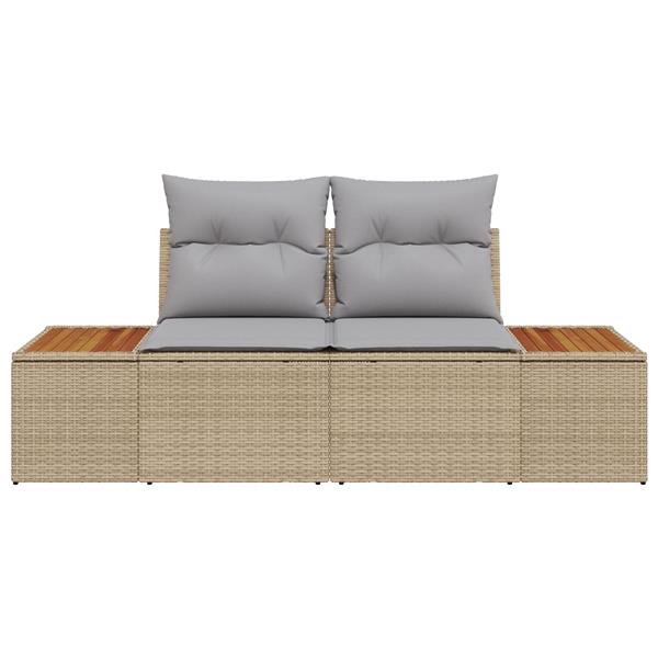 Grote foto vidaxl tuinbank 2 zits met opbergruimte en kussens poly rattan beige tuin en terras tuinmeubelen