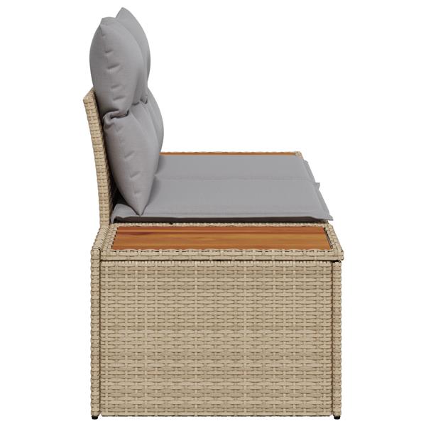 Grote foto vidaxl tuinbank 2 zits met opbergruimte en kussens poly rattan beige tuin en terras tuinmeubelen