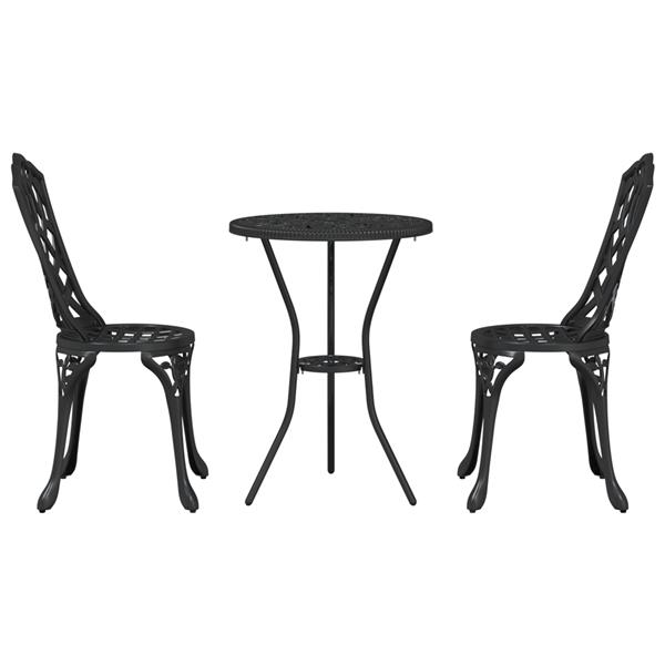 Grote foto vidaxl 3 delige tuinbistroset gietaluminium zwart tuin en terras tuinmeubelen