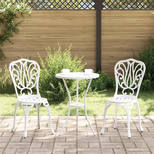 Grote foto vidaxl 3 delige tuinbistroset gietaluminium wit tuin en terras tuinmeubelen