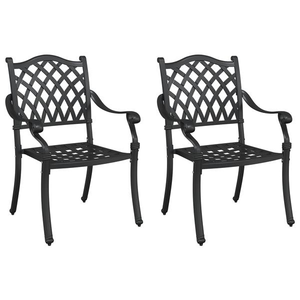 Grote foto vidaxl tuinstoelen 2 st gietaluminium zwart tuin en terras tuinmeubelen