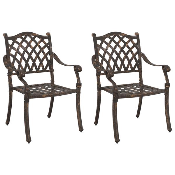 Grote foto vidaxl tuinstoelen 2 st gietaluminium bronskleurig tuin en terras tuinmeubelen