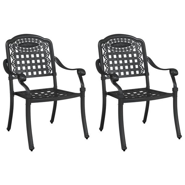 Grote foto vidaxl tuinstoelen 2 st gietaluminium zwart tuin en terras tuinmeubelen