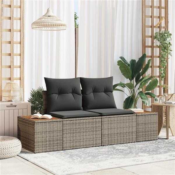 Grote foto vidaxl tuinbank 2 zits met kussens poly rattan grijs tuin en terras tuinmeubelen