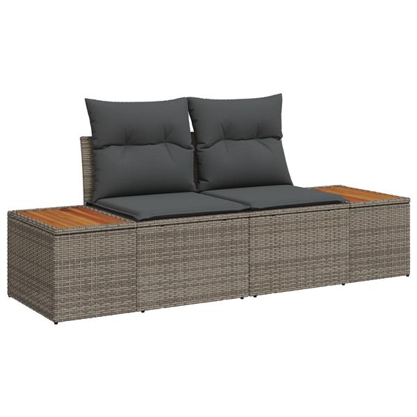 Grote foto vidaxl tuinbank 2 zits met kussens poly rattan grijs tuin en terras tuinmeubelen