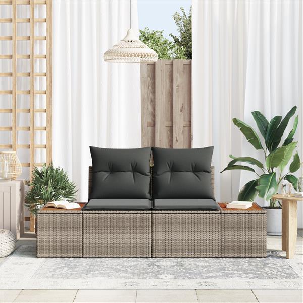 Grote foto vidaxl tuinbank 2 zits met kussens poly rattan grijs tuin en terras tuinmeubelen