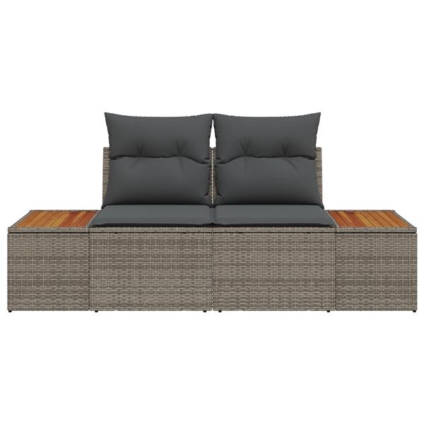 Grote foto vidaxl tuinbank 2 zits met kussens poly rattan grijs tuin en terras tuinmeubelen