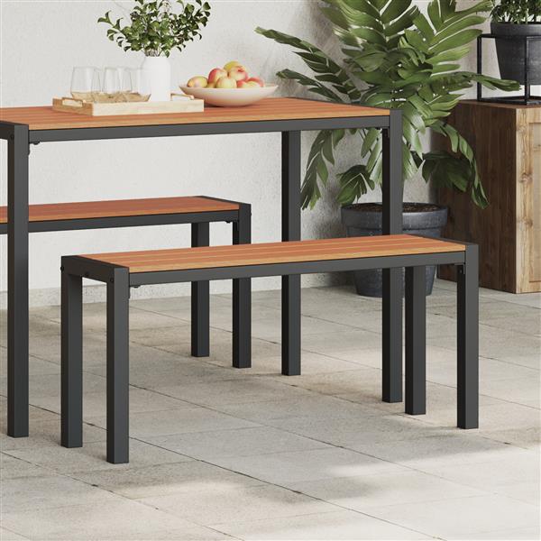 Grote foto vidaxl tuinbank 100 cm staal en wpc bruin en zwart tuin en terras tuinmeubelen