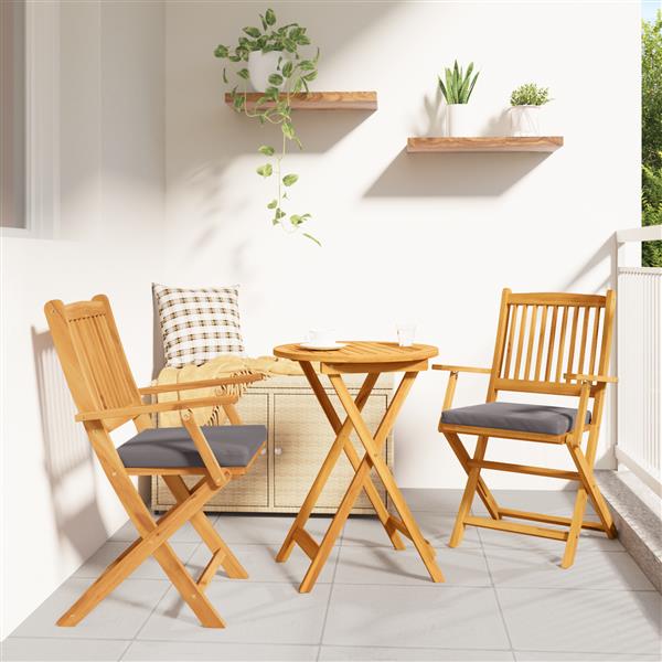 Grote foto vidaxl tuinstoelen 2 st inklapbaar met grijs kussen massief acaciahout tuin en terras tuinmeubelen