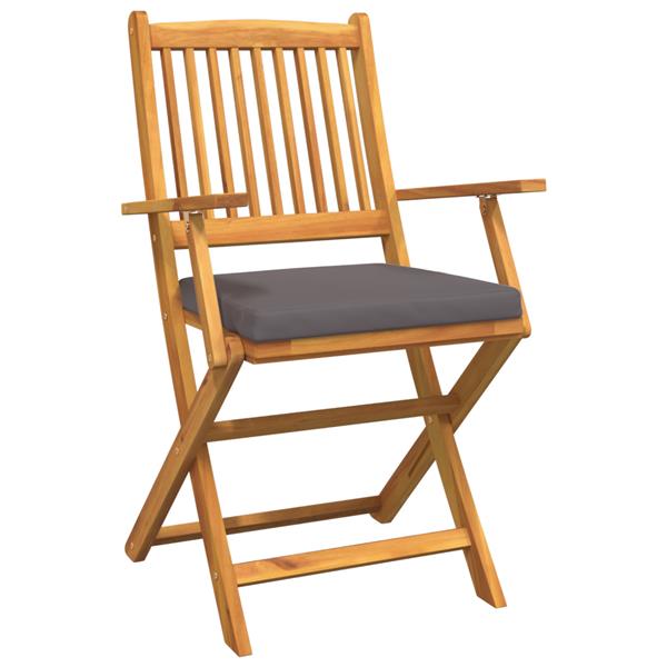 Grote foto vidaxl tuinstoelen 2 st inklapbaar met grijs kussen massief acaciahout tuin en terras tuinmeubelen