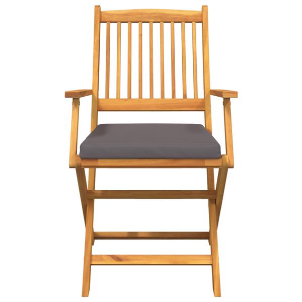 Grote foto vidaxl tuinstoelen 2 st inklapbaar met grijs kussen massief acaciahout tuin en terras tuinmeubelen