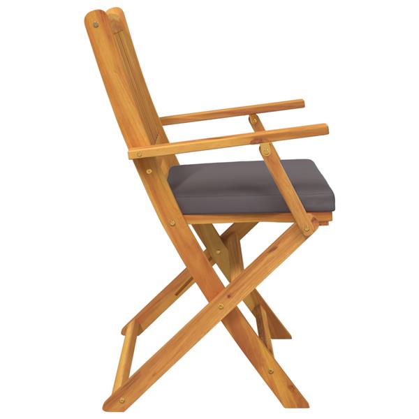 Grote foto vidaxl tuinstoelen 2 st inklapbaar met grijs kussen massief acaciahout tuin en terras tuinmeubelen