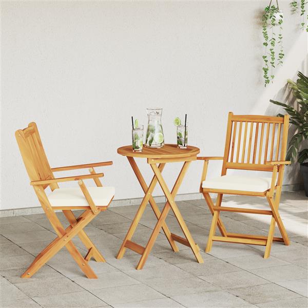 Grote foto vidaxl tuinstoelen 2 st inklapbaar met wit kussen massief acaciahout tuin en terras tuinmeubelen