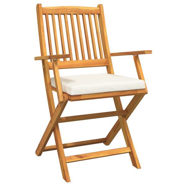 Grote foto vidaxl tuinstoelen 2 st inklapbaar met wit kussen massief acaciahout tuin en terras tuinmeubelen